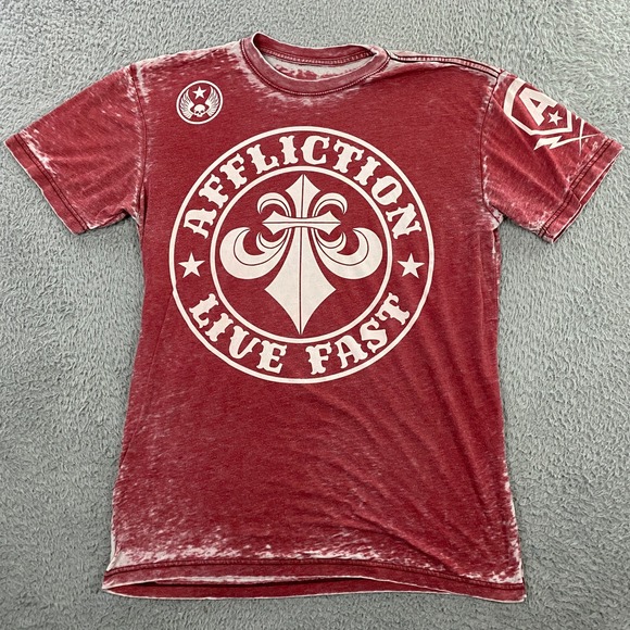 Affliction Live Fast T-Shirt Mens Large Burn Out Logo Vintage Y2K MMA USA Made - Picture 1 of 7